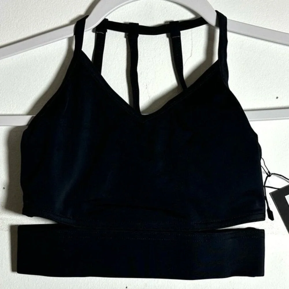 Lumi Collective Black Strappy Cut Out Dance Crop Top YM Youth Medium NWT